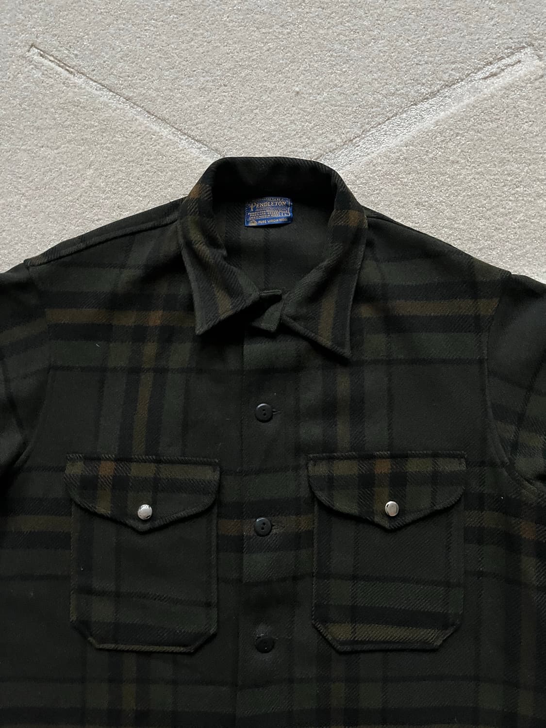 80s 펜들턴 다크 플래드 버진 울 CPO 자켓 (103-105) 상품이미지7