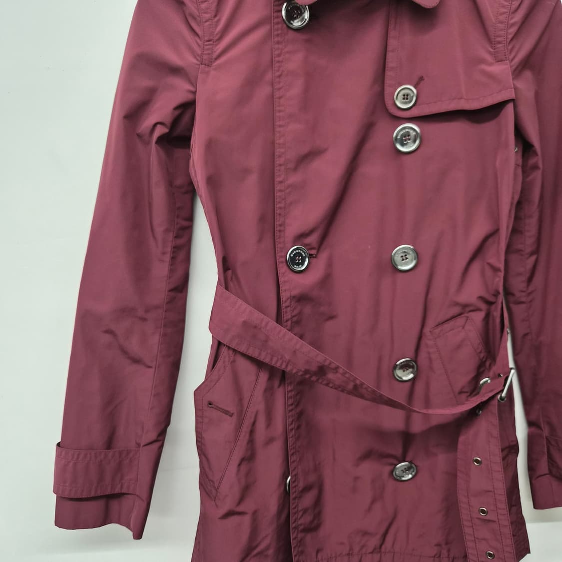 버버리 와인색 트렌치 숏코트 여성 S 상품이미지2
