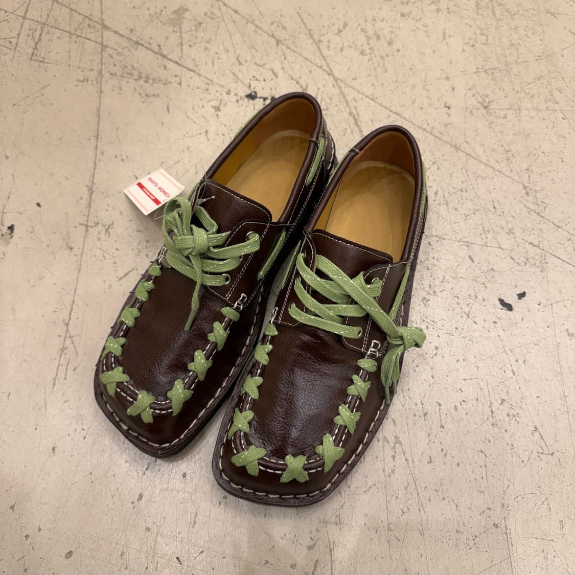 빈티지 캠퍼 에키 레이스업 브라운 레더 로퍼 U828 상품이미지1