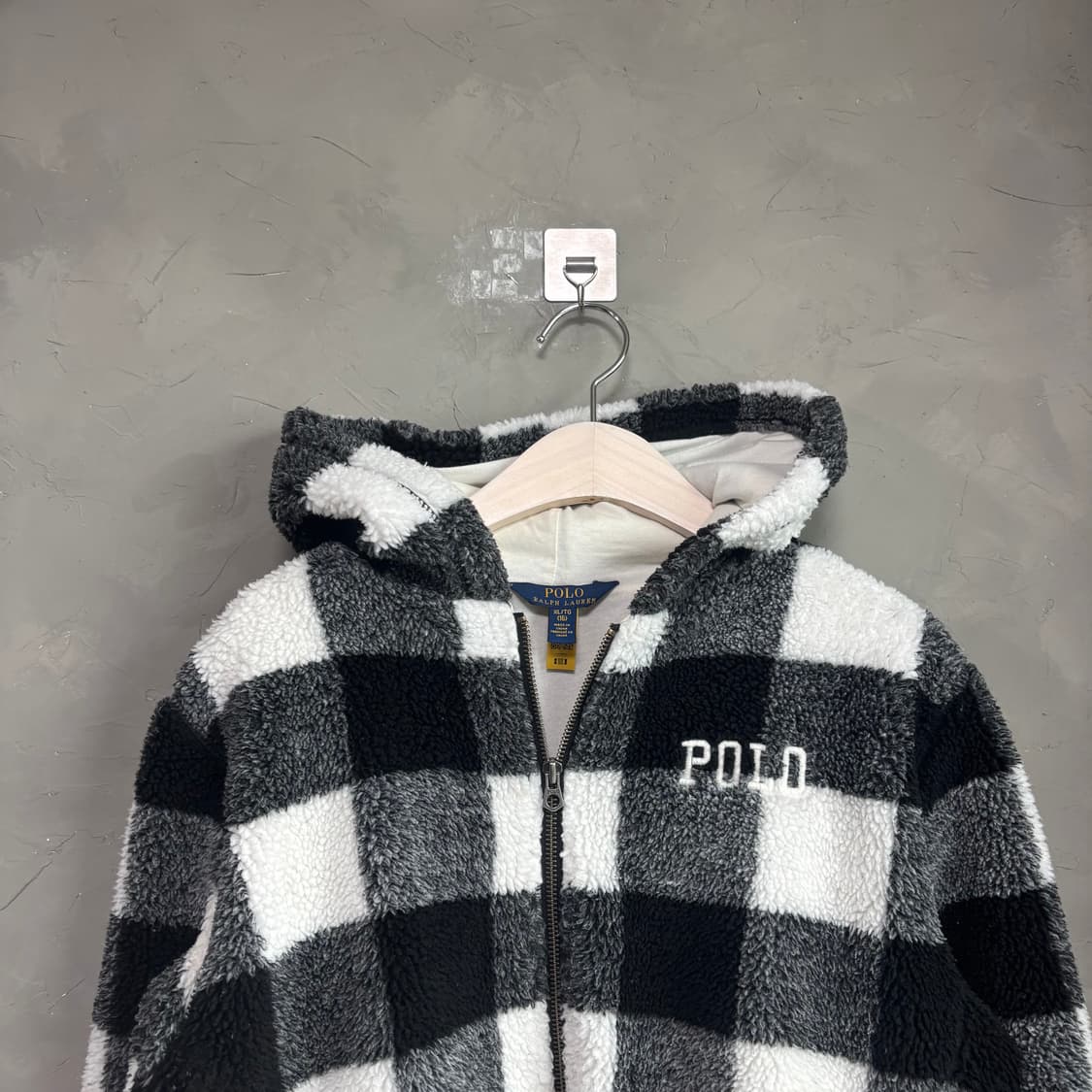 폴로 랄프로렌 체크패턴 플리스 후드집업 상품이미지2