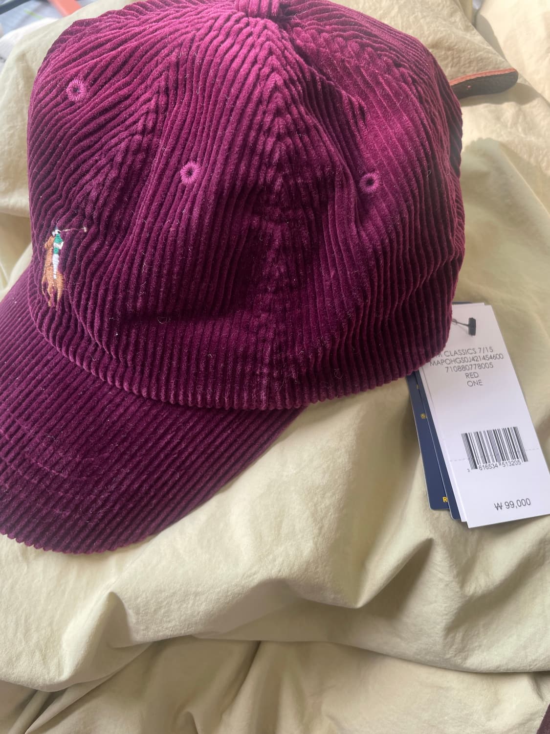 오늘만!! ) 택 있는 새상품🤍 폴로 랄프로렌 코듀로이 볼캡(정가 99 상품이미지2