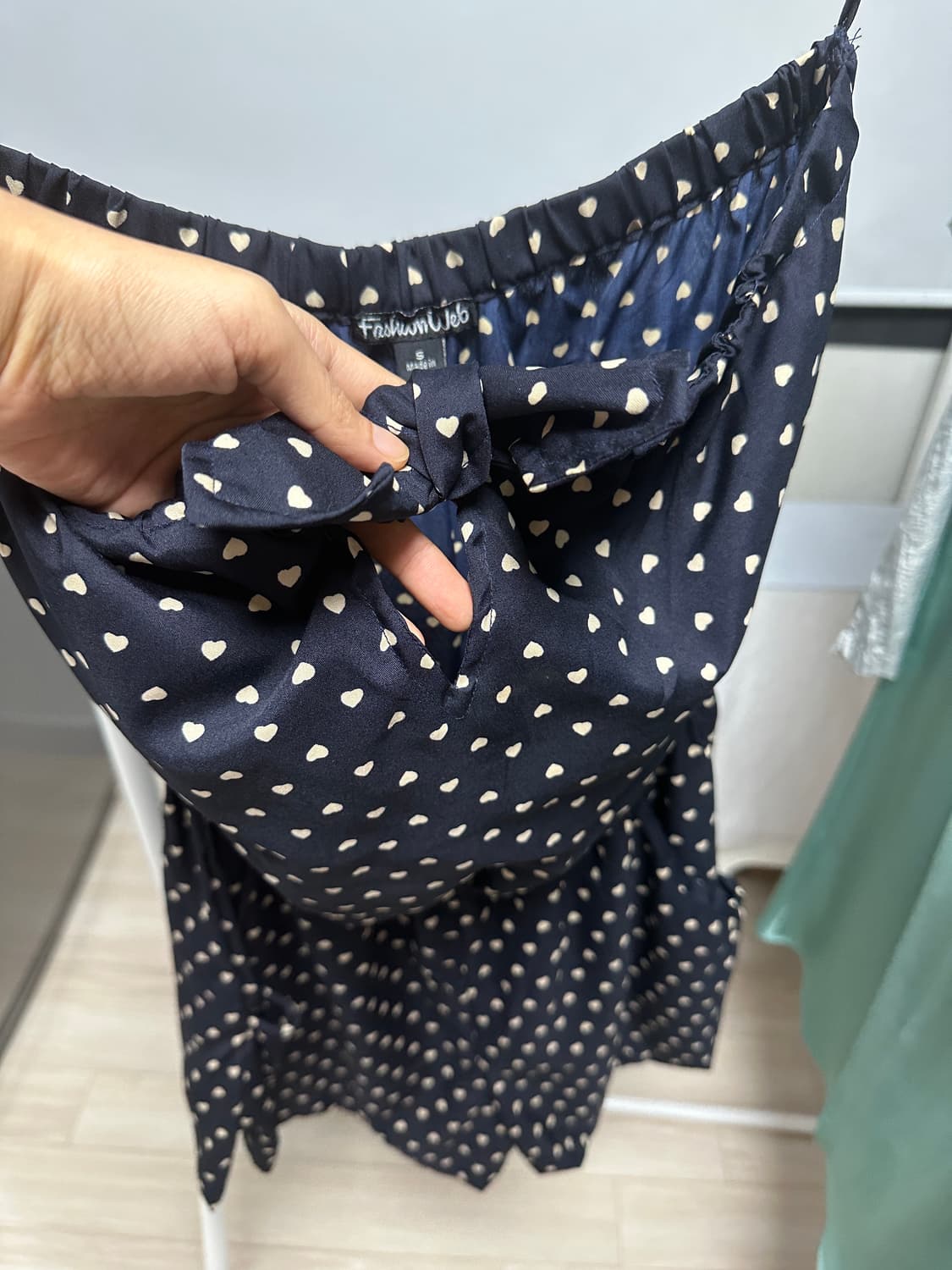 하트 탑 점프수트 네이비 55 상품이미지2