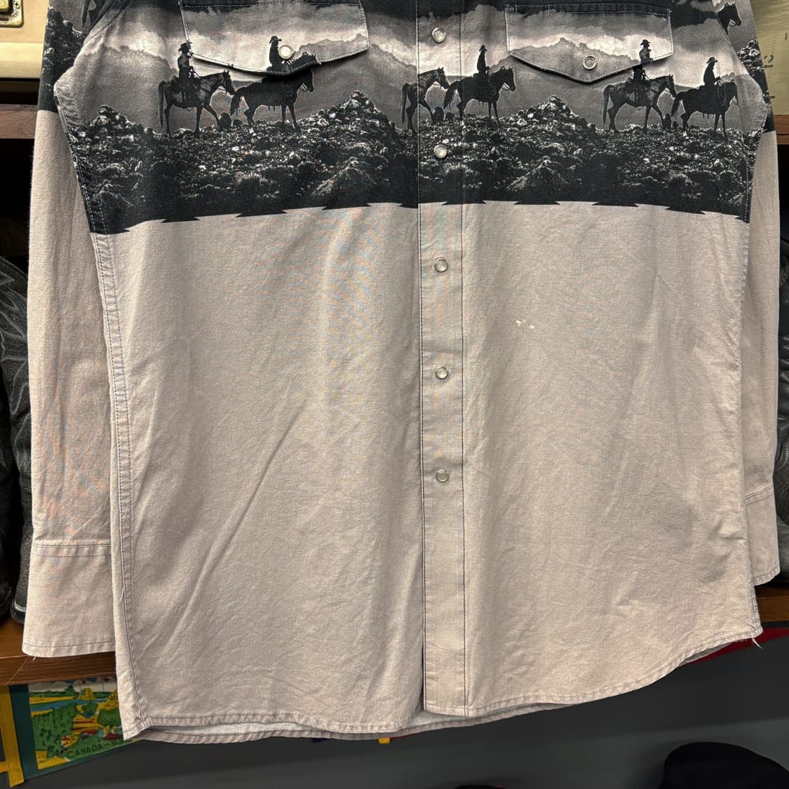 90s 팬핸들 슬림 모노그램 카우보이 그래픽 웨스턴 셔츠 N572 상품이미지4