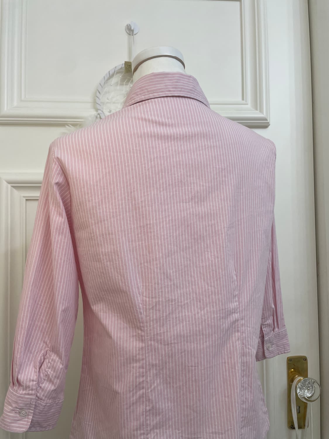 pink white stripe basic cotton shirt 상품이미지4