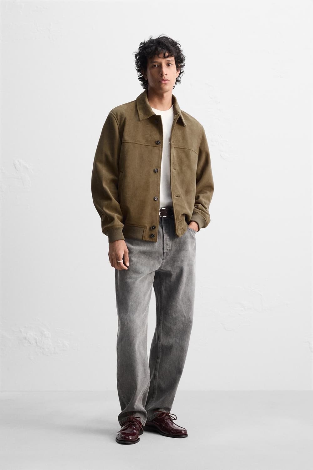 자라 오리진스 Origins 스웨이드 가죽 버튼 점퍼 가죽자켓 L 상품이미지3