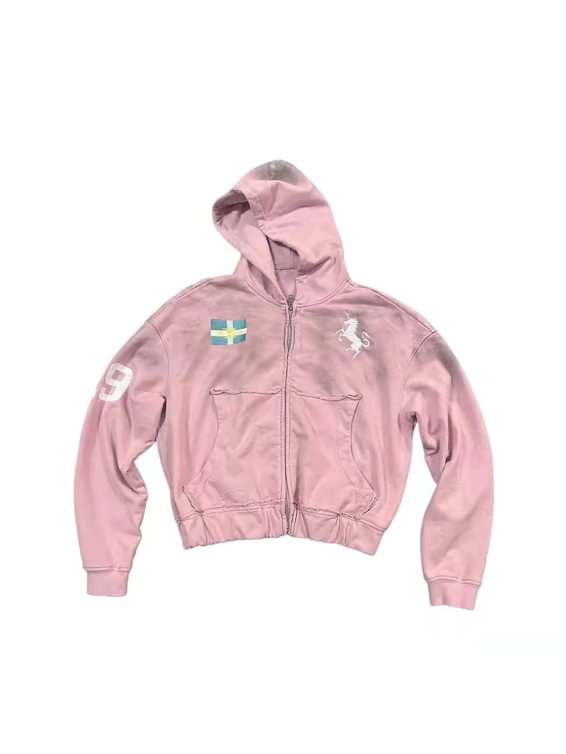 빈티지 워시 핑크 후드집업 상품이미지4