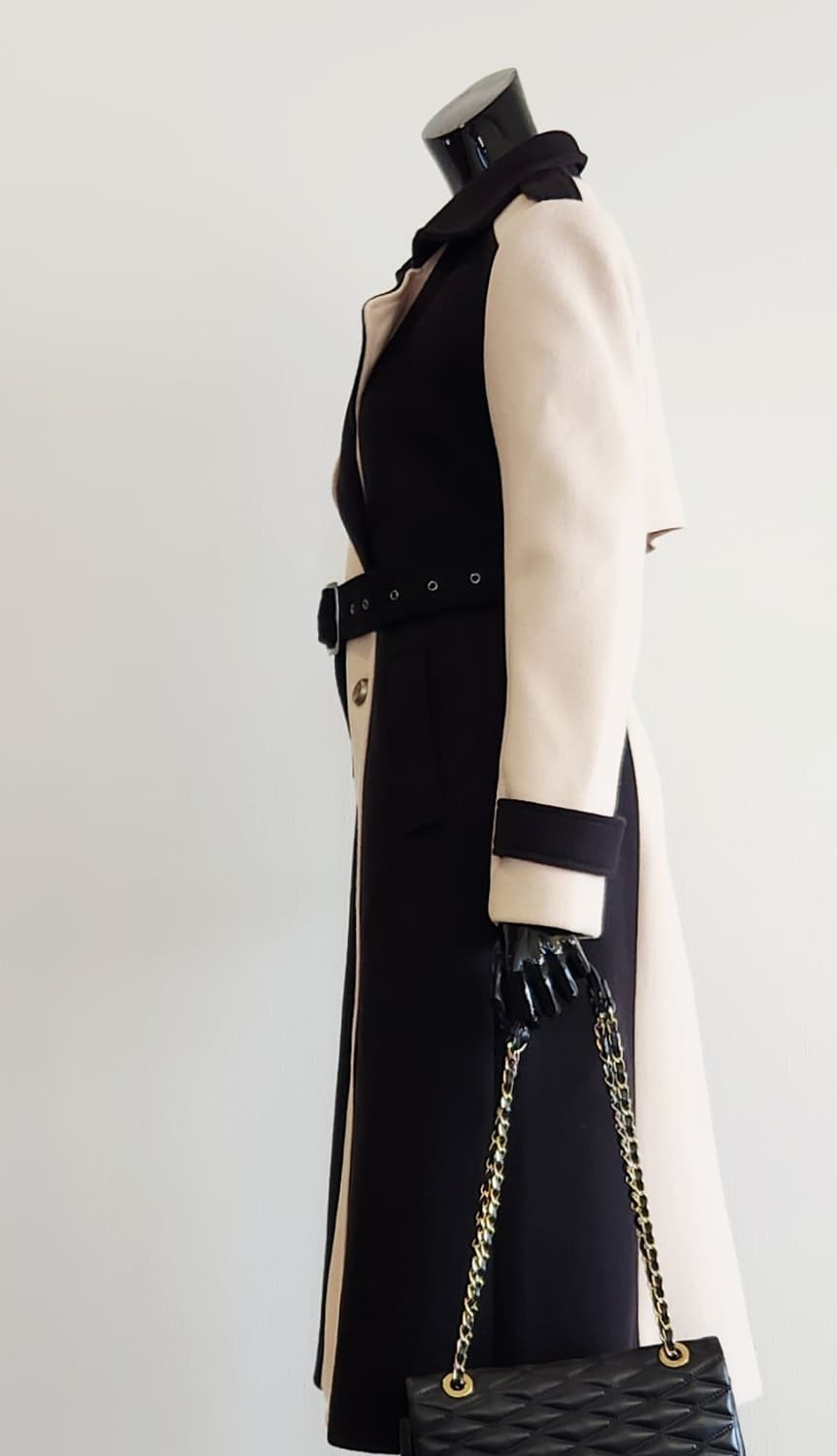 배색 롱코트  상품이미지6