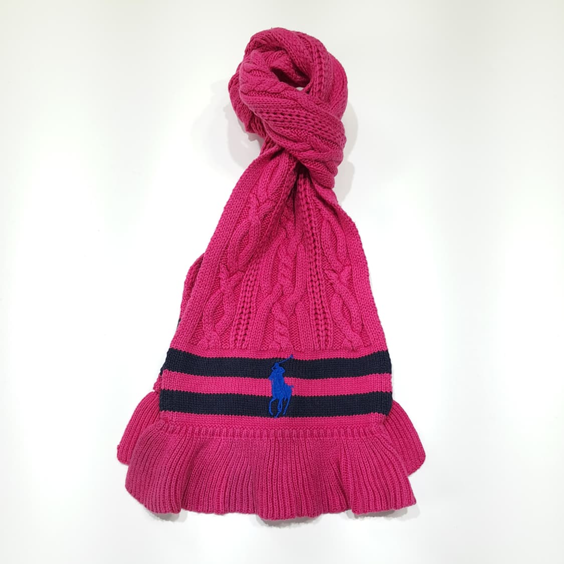 MX645 폴로 00s 피마코튼울 케이블 프릴 핫핑크 머플러 목도리 상품이미지1