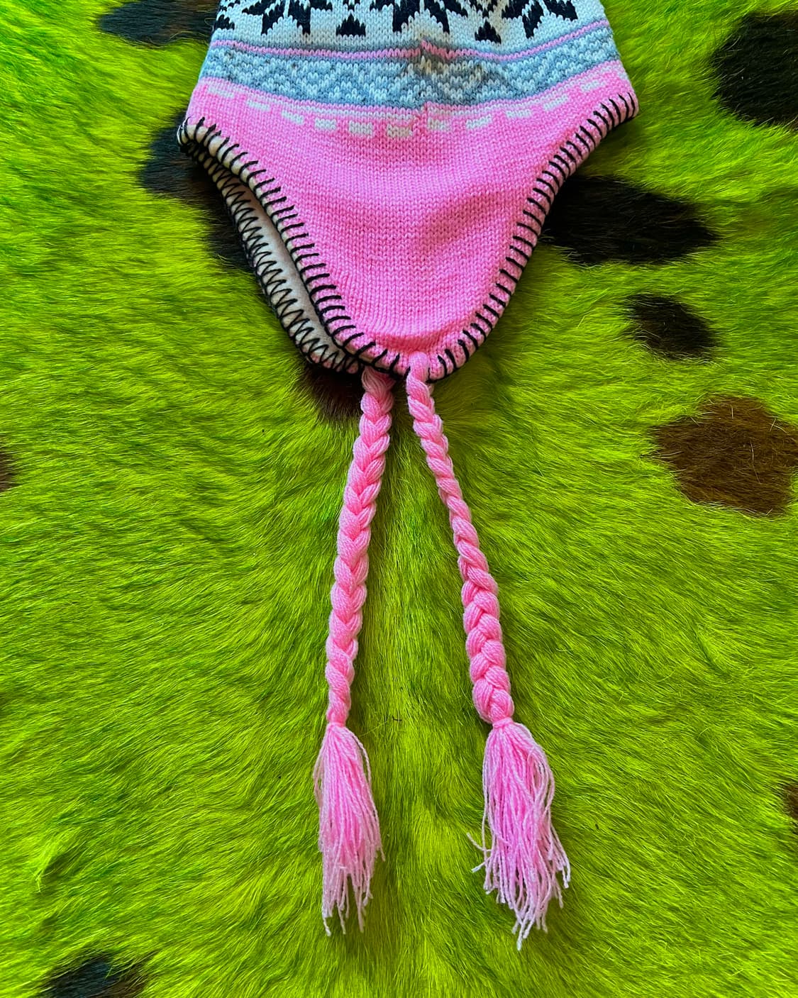 JPN Vintage Pink Ear-Muff Knit Beanie 상품이미지5