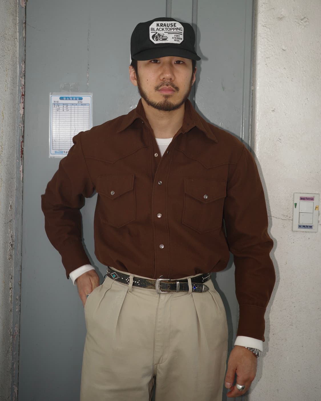 70s Vintage 브라운 울 웨스턴 셔츠 상품이미지6