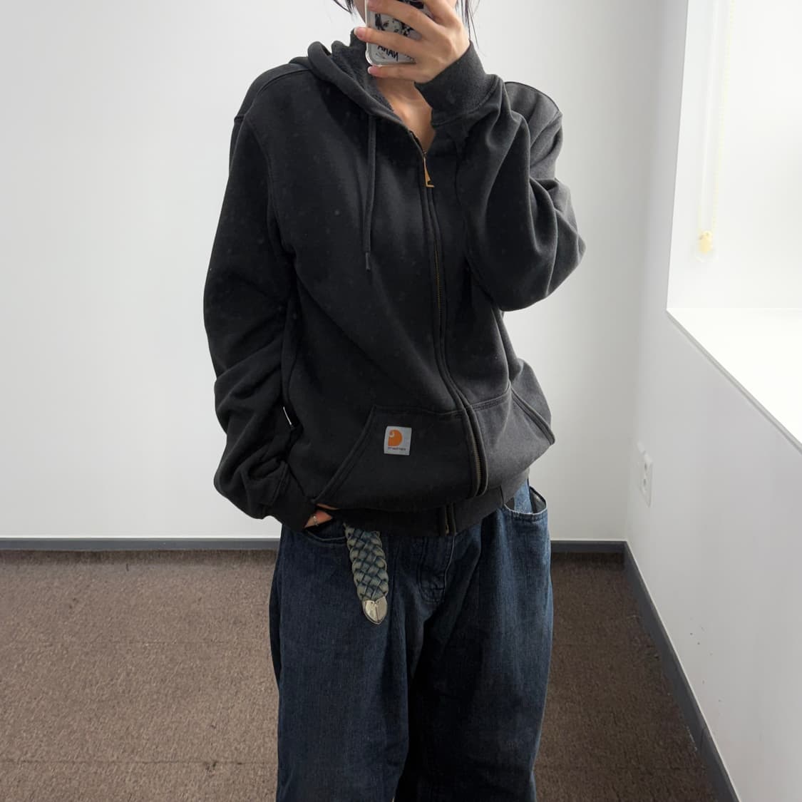 Carhartt 칼하트 오리지날핏 차콜 후드집업 상품이미지2