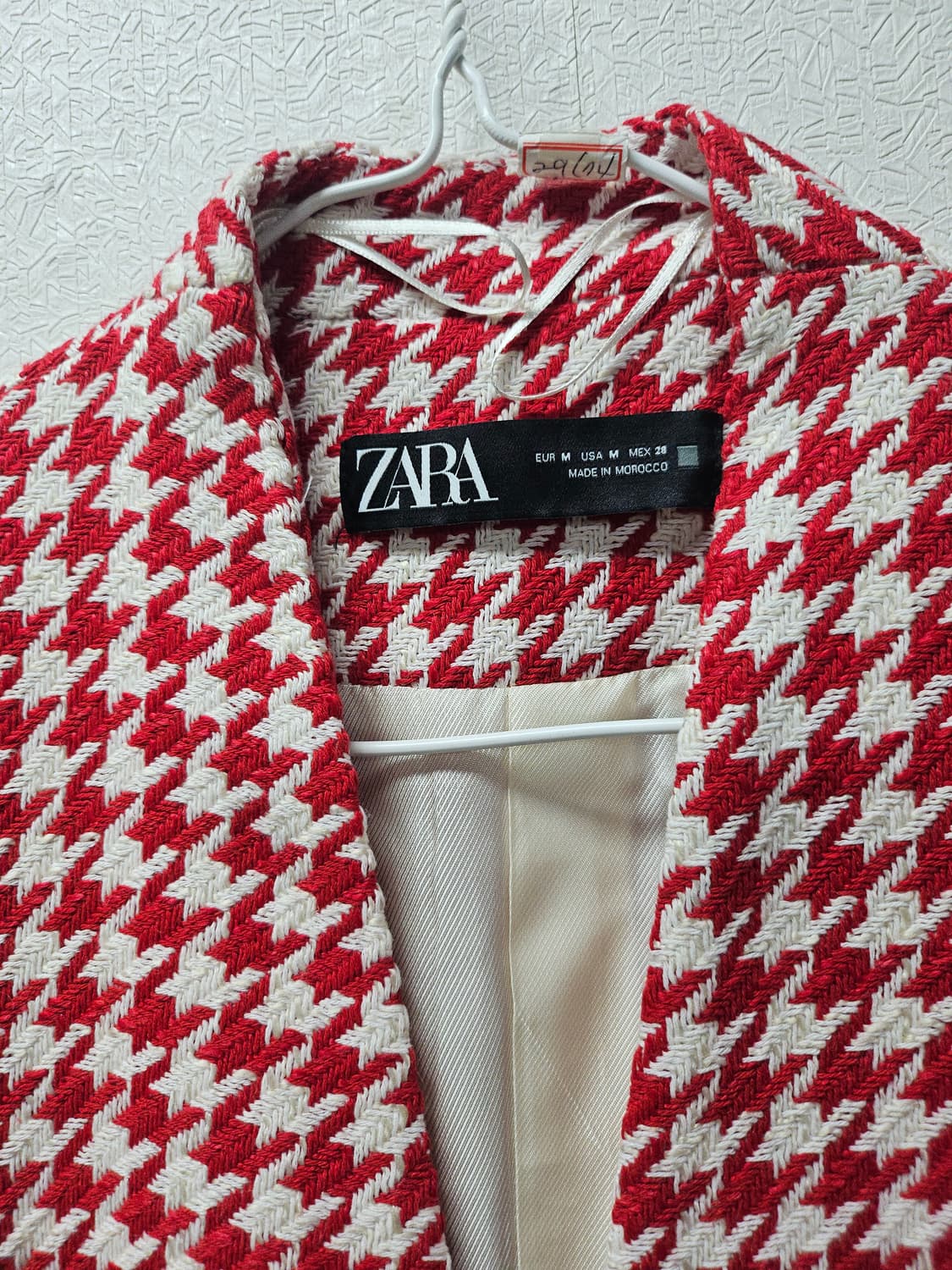 자라 레드 하운드투스 체크 자켓  M 상품이미지2