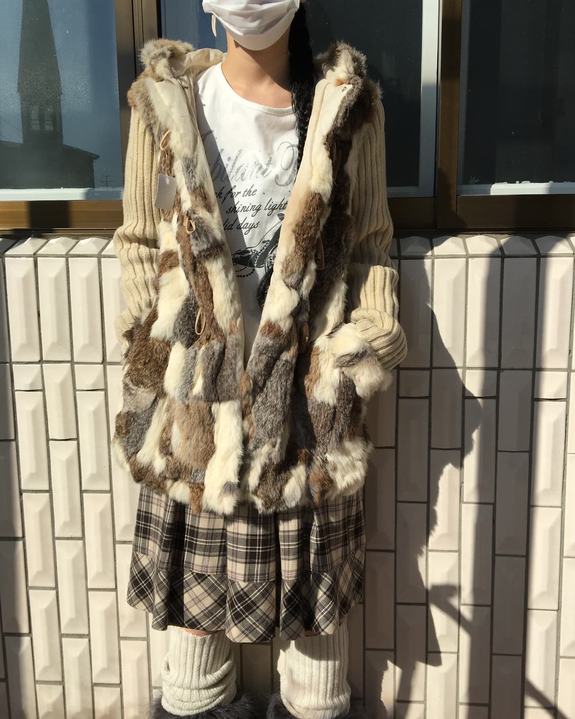 Rabbit fur duffle button hood knit cardi 상품이미지7
