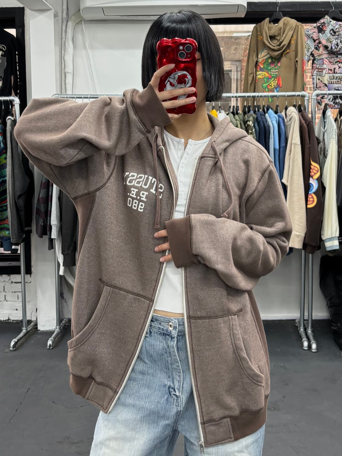 스투시 PE 980 브라운 후드집업 상품이미지4