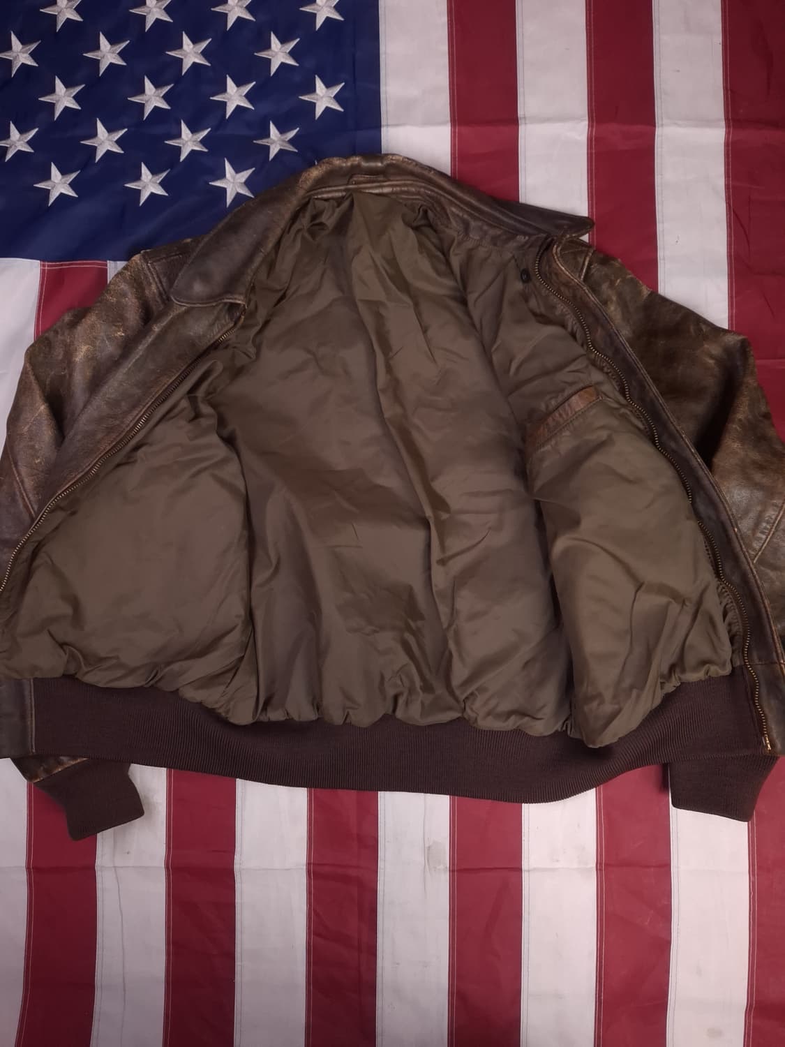 90's 미국제조 리얼레더 A-2 항공자켓 상품이미지10