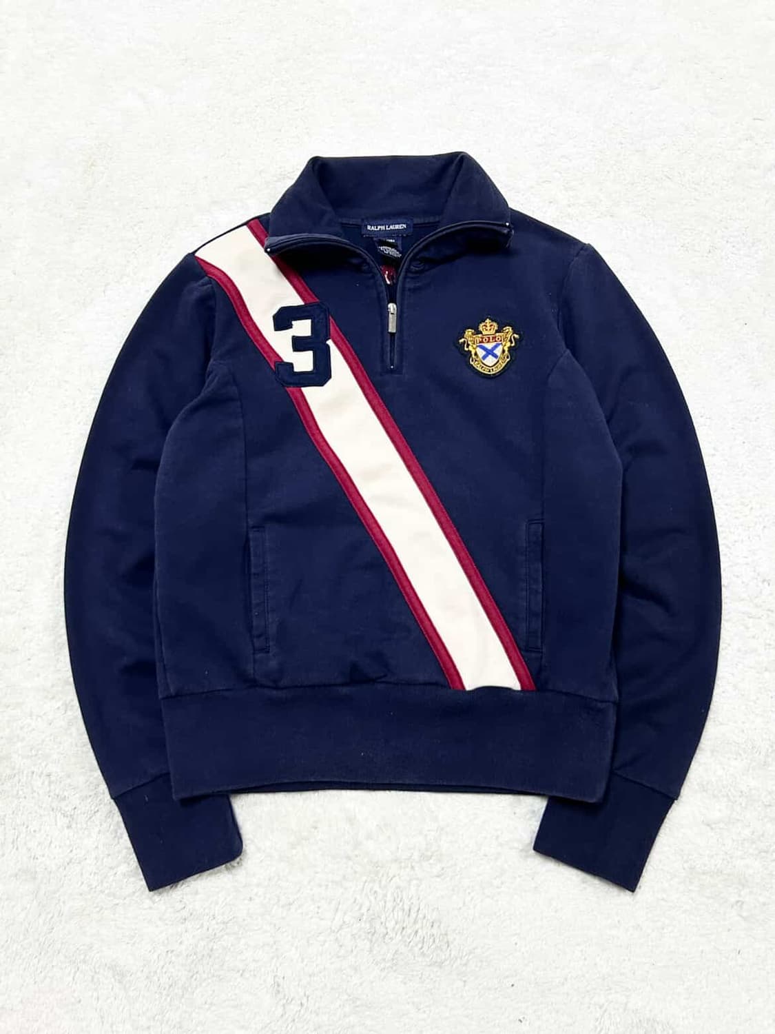 폴로 네이비 배색 코튼 반집업 상품이미지6