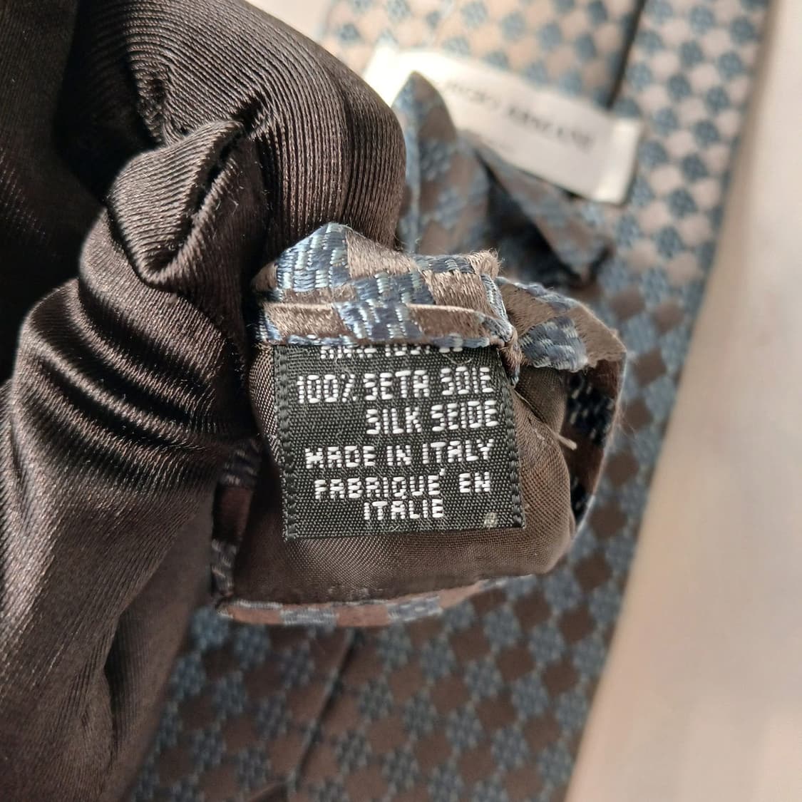 조르지오 아르마니 블루 마름모 자카드 넥타이 9.2cm A+등급 E773 상품이미지10