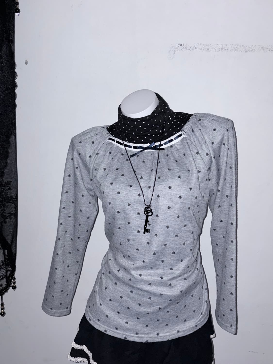 땡땡이 무채색 3pcs 공겜여주 무채색갸루 키치 갸루 러블리 로걀 상품이미지6