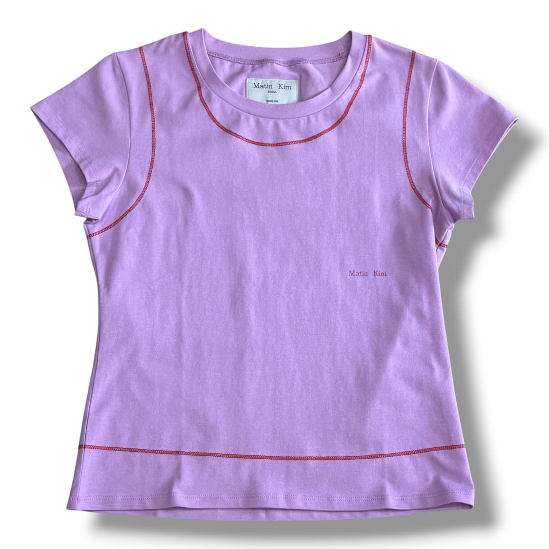 Matin Kim 스몰로고 핑크 크롭 반팔 티셔츠 상품이미지1