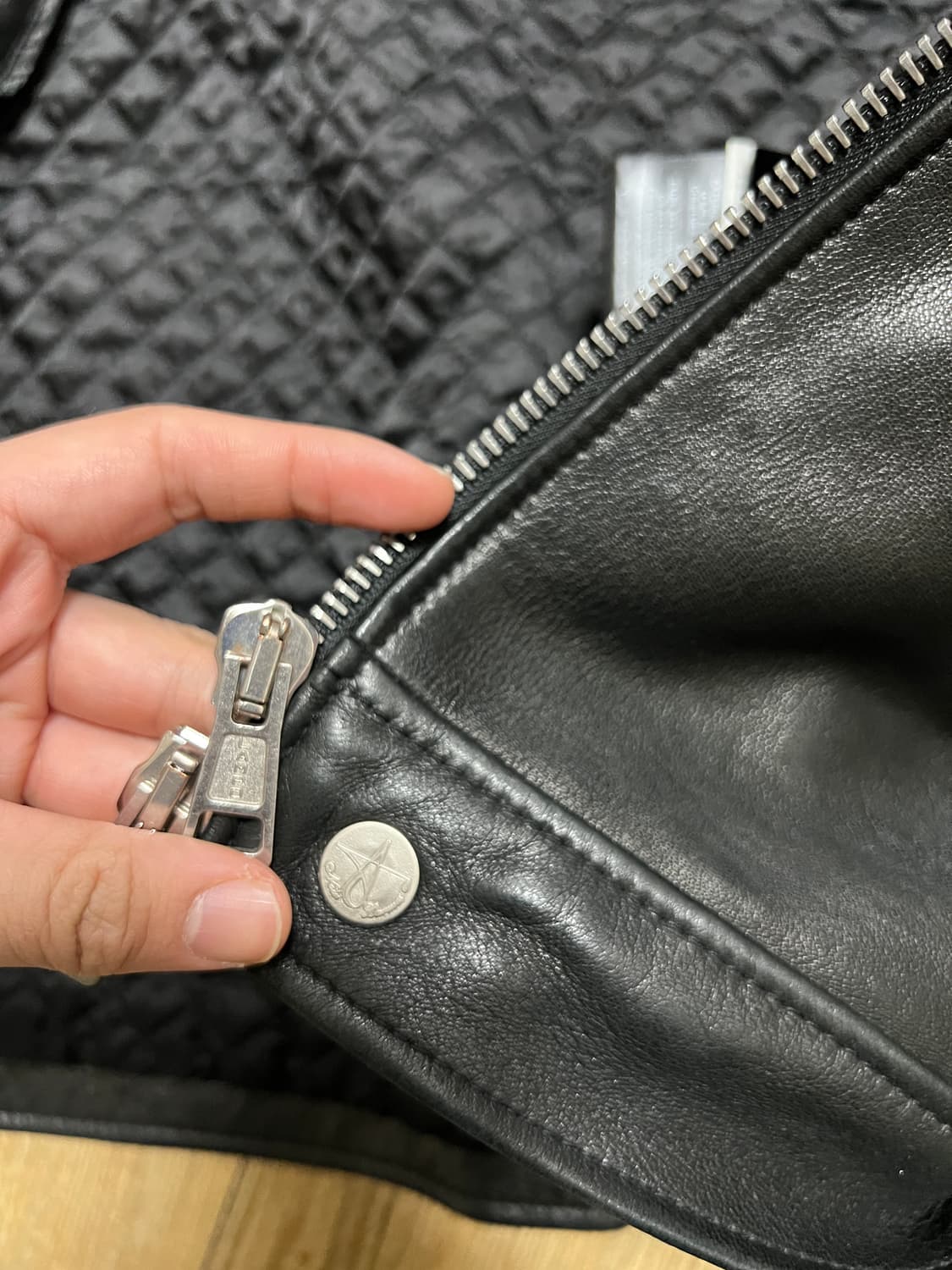 택포45) 느와르 라르메스 블랙라벨 램스킨 더블라이더 자켓 48 상품이미지8