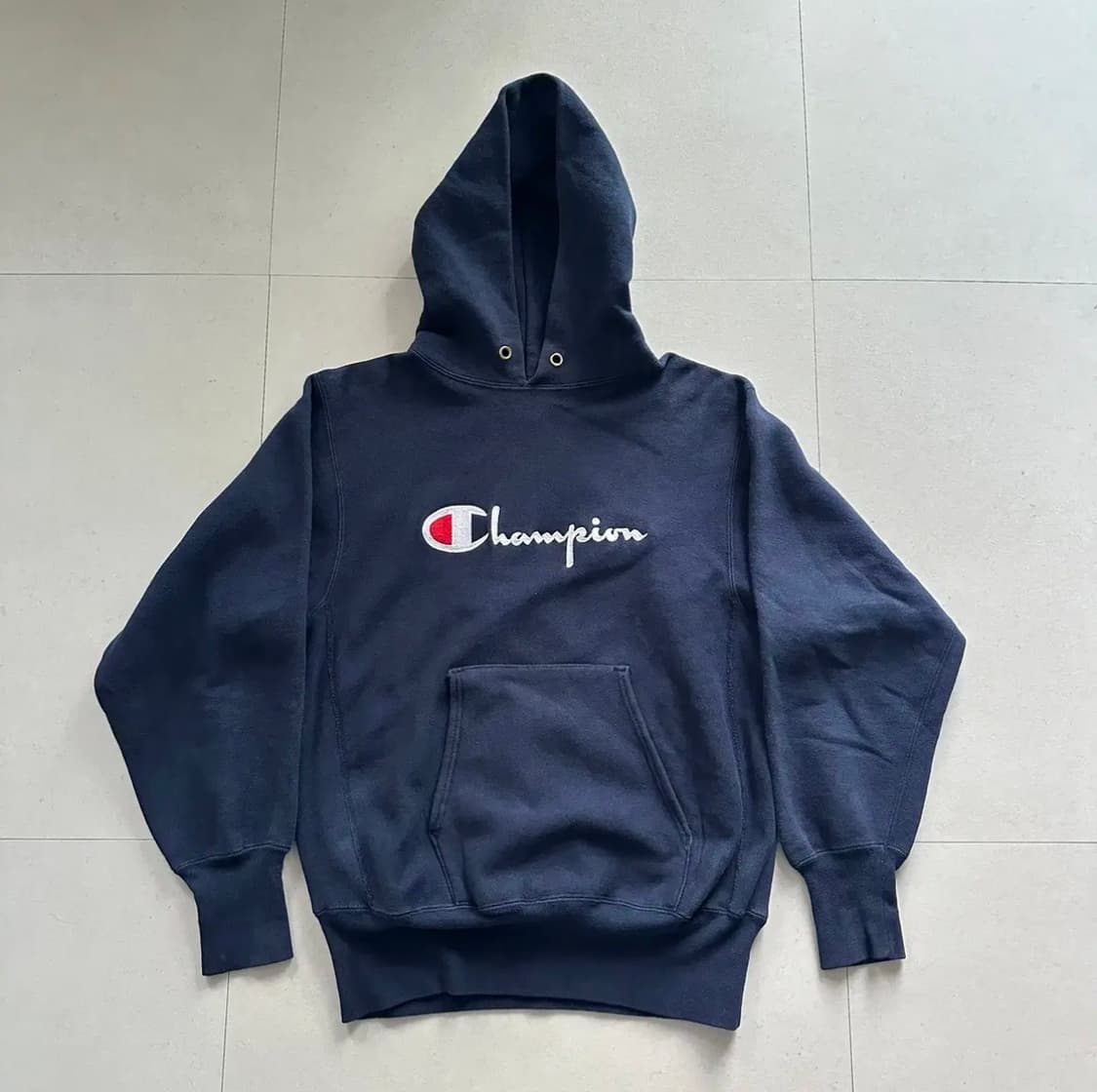 90s 챔피온 리버스위브 네이비 후드티(M) MADE IN USA 상품이미지1