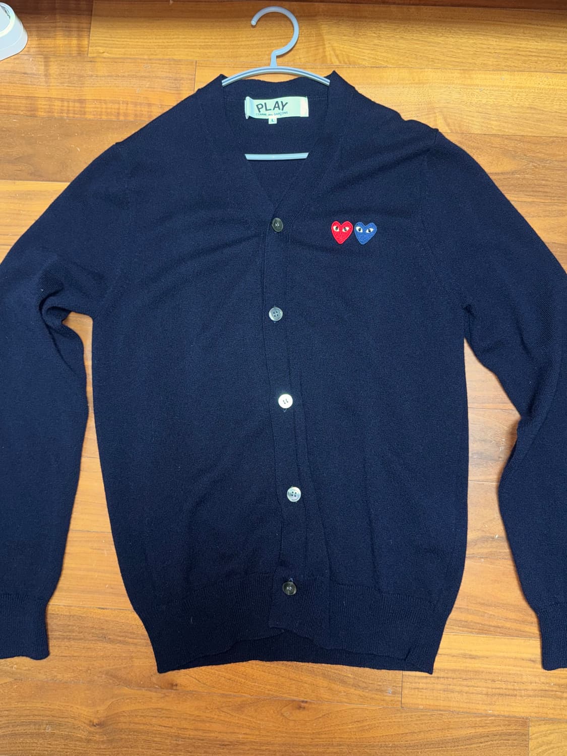 꼼데가르송 더블 하트 가디건 네이비 상품이미지2