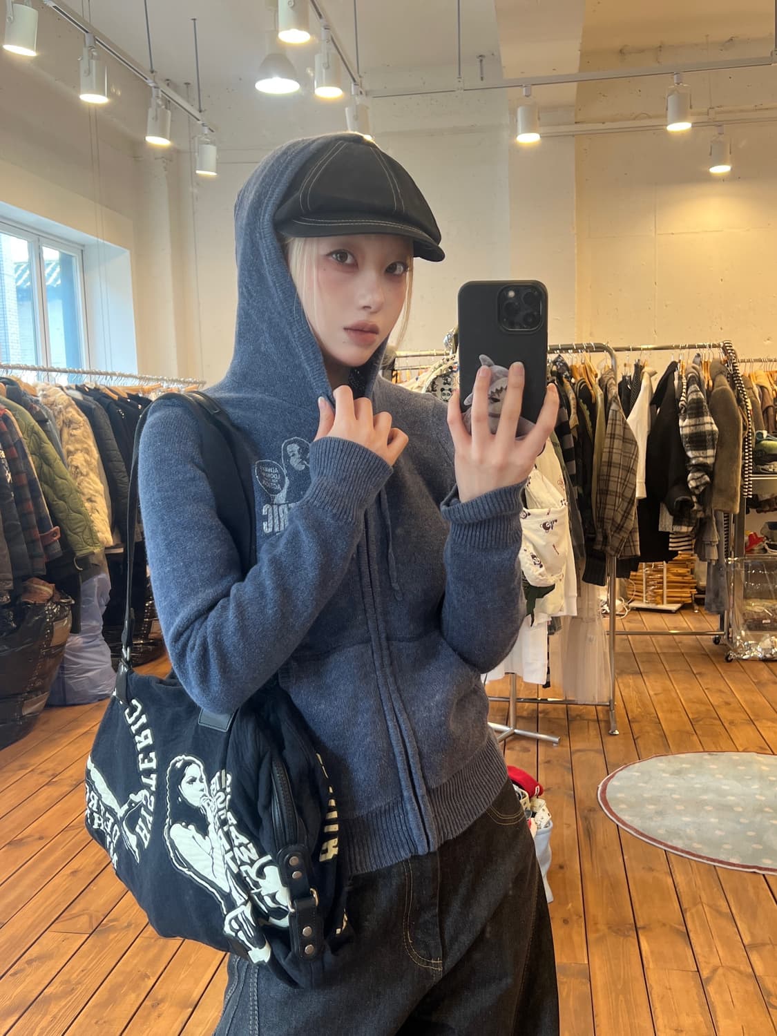 히스테릭글래머 네이비 히스걸 패치 후드집업 상품이미지1