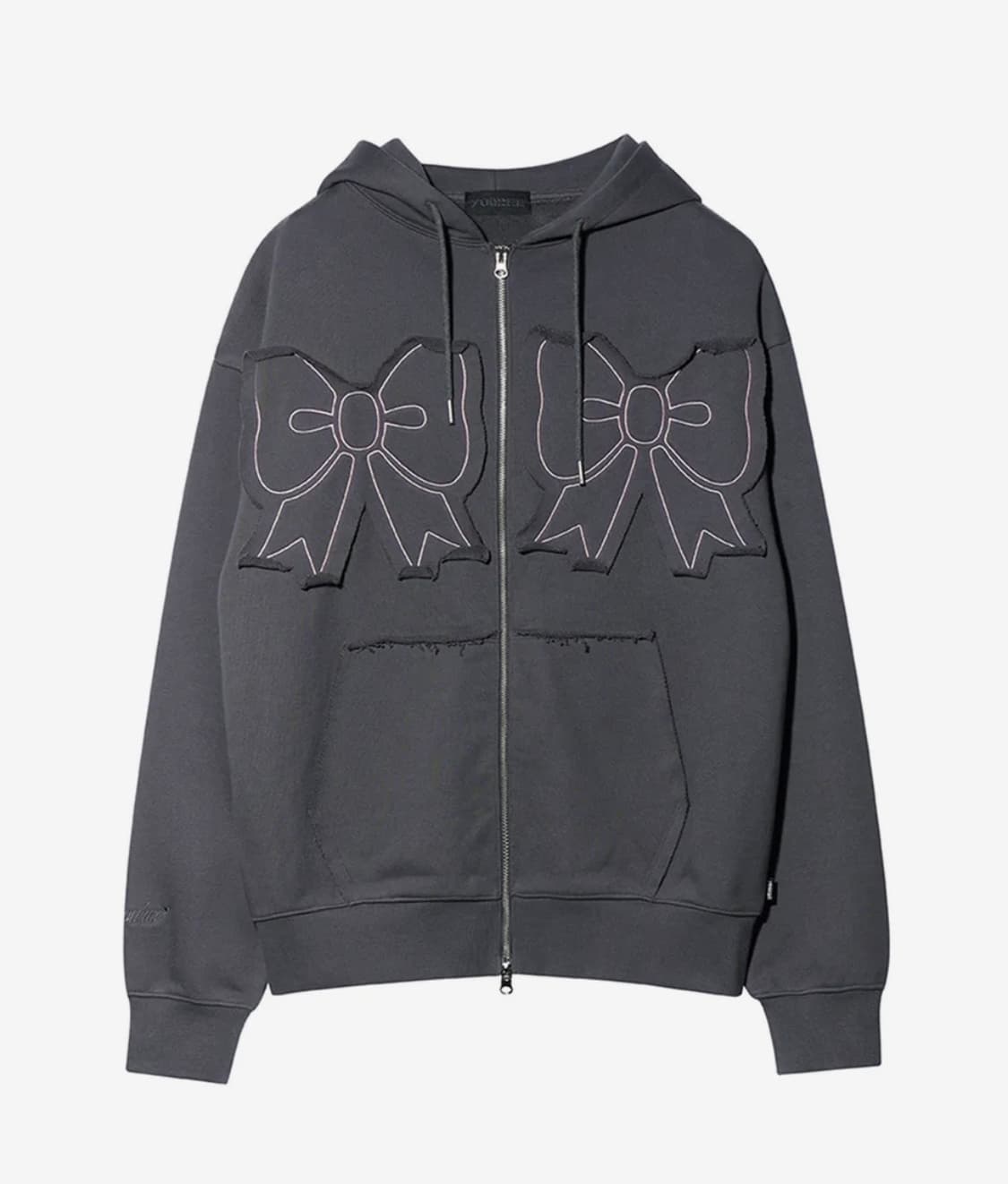 유희 리본 후드 집업 차콜 유희 후드집업 상품이미지3