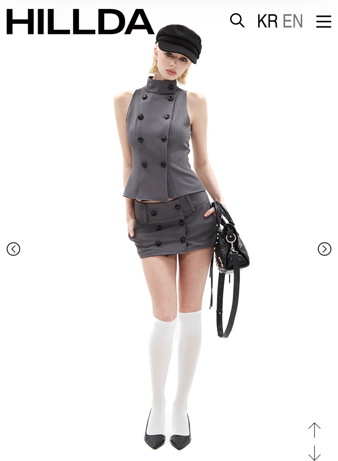 힐다 Tailored Half-Neck Button Vest 슬리브리스 상품이미지2