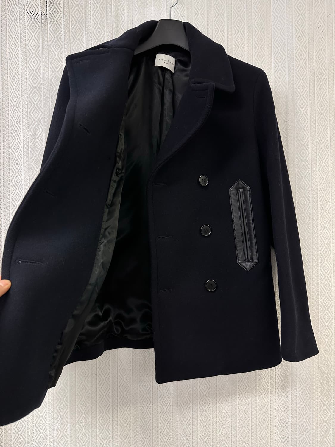 (M)산드로옴므 더블 브레스티드 피코트 다크네이비 상품이미지6