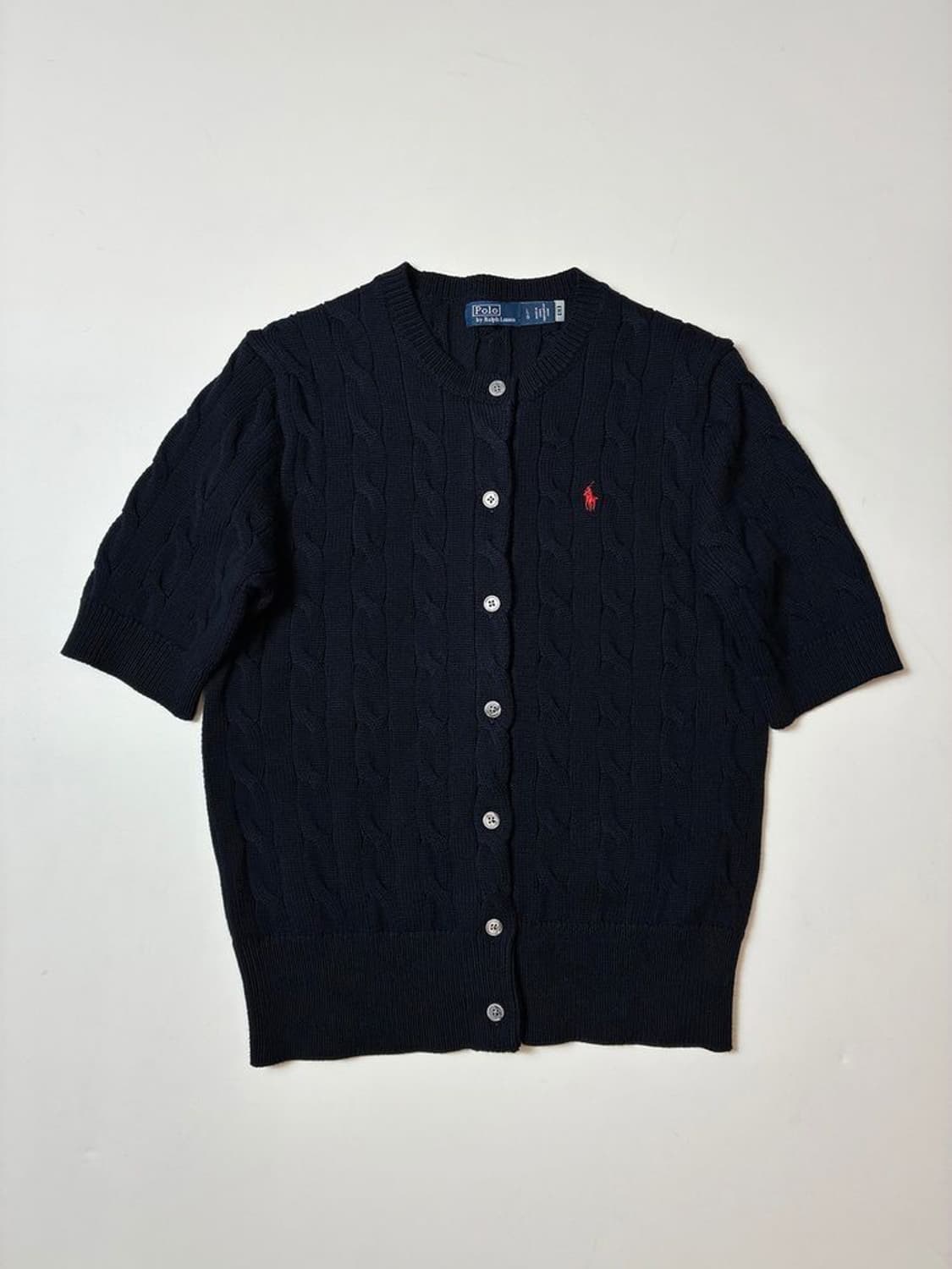 폴로 랄프로렌 큐알 신형 화이트라벨 꽈배기 반팔 니트 가디건 PN8914 상품이미지1