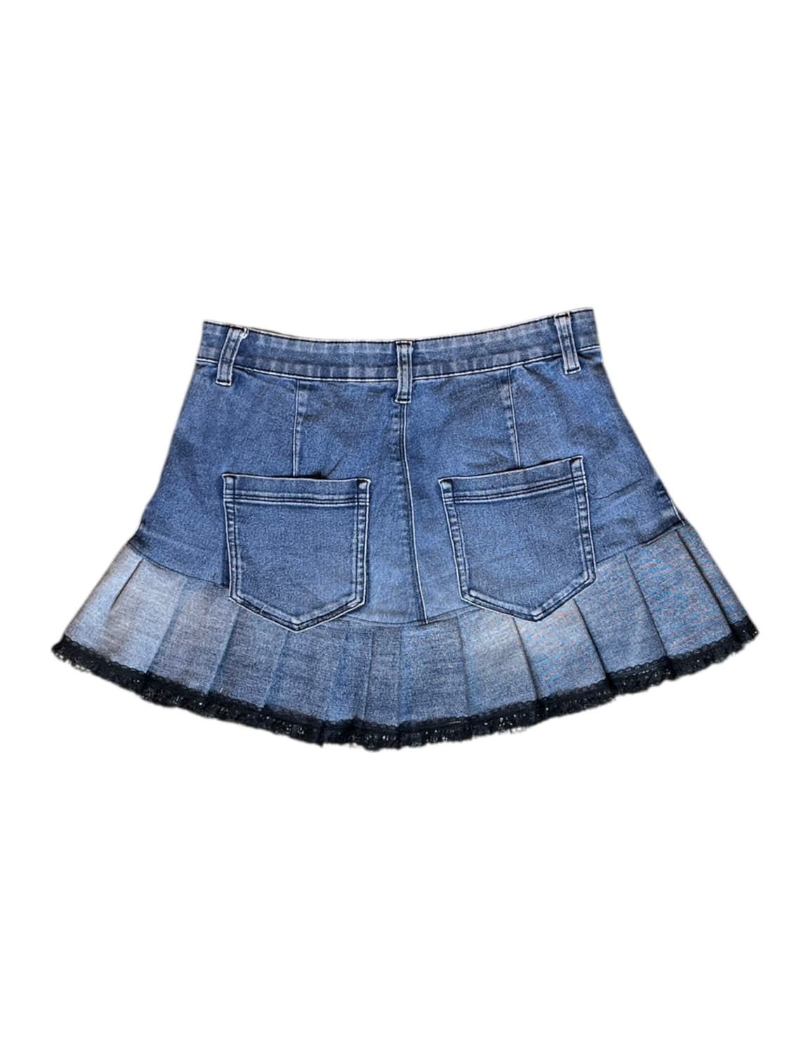JPN 리워크 데님 자수디테일 플리츠 미니스커트 M 상품이미지2
