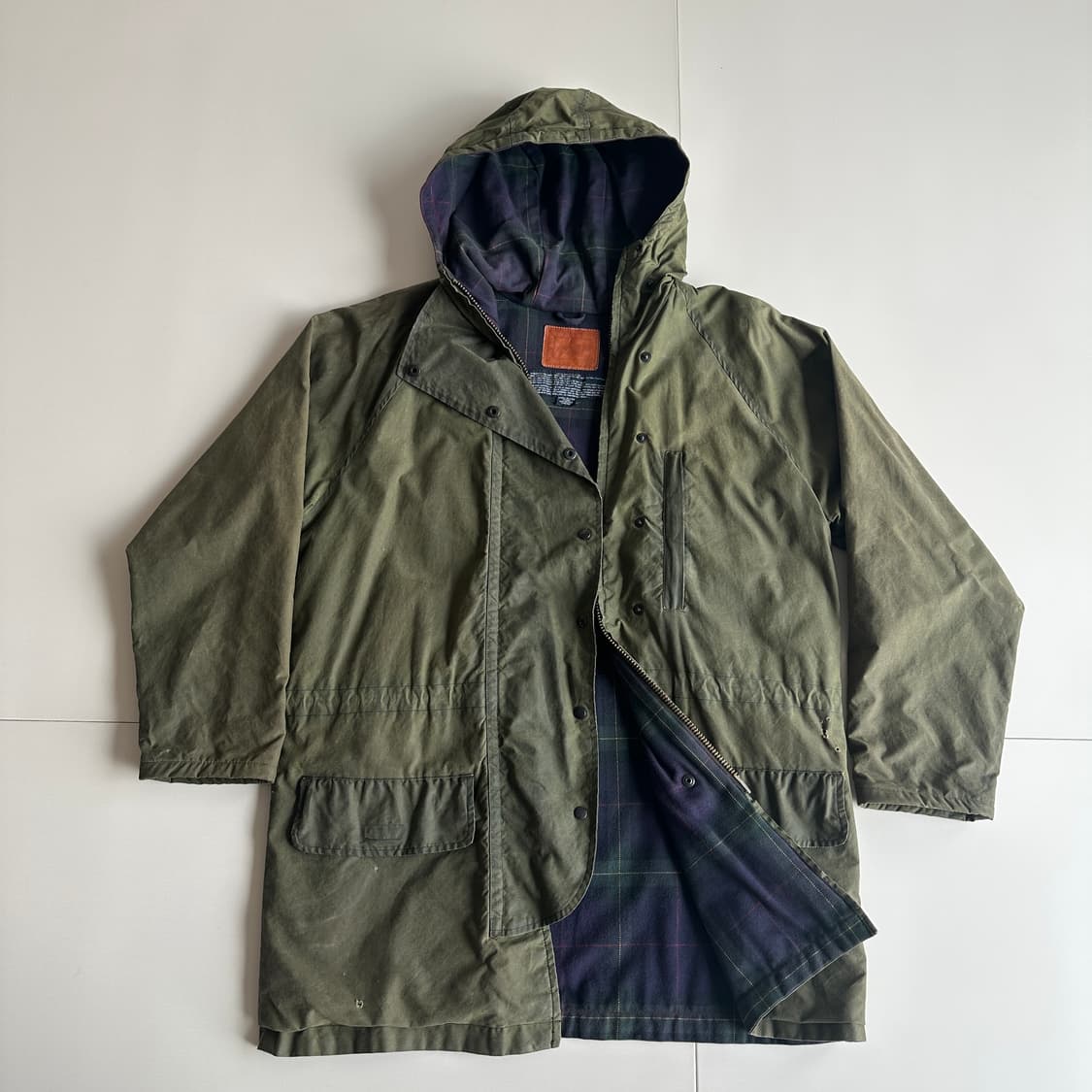 90s 폴로 스포츠맨 왁스 자켓 USA MADE 블랙와치 안감 탈론 상품이미지1