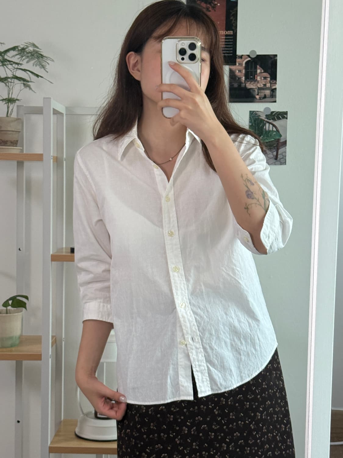 white flower shadow shirt 상품이미지1