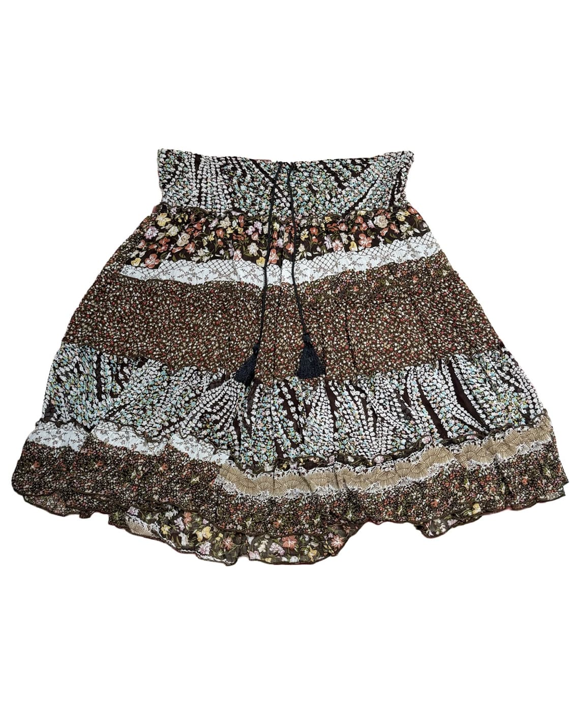 crazy angel 플라워 패턴 레이어드 미디 스커트 상품이미지1