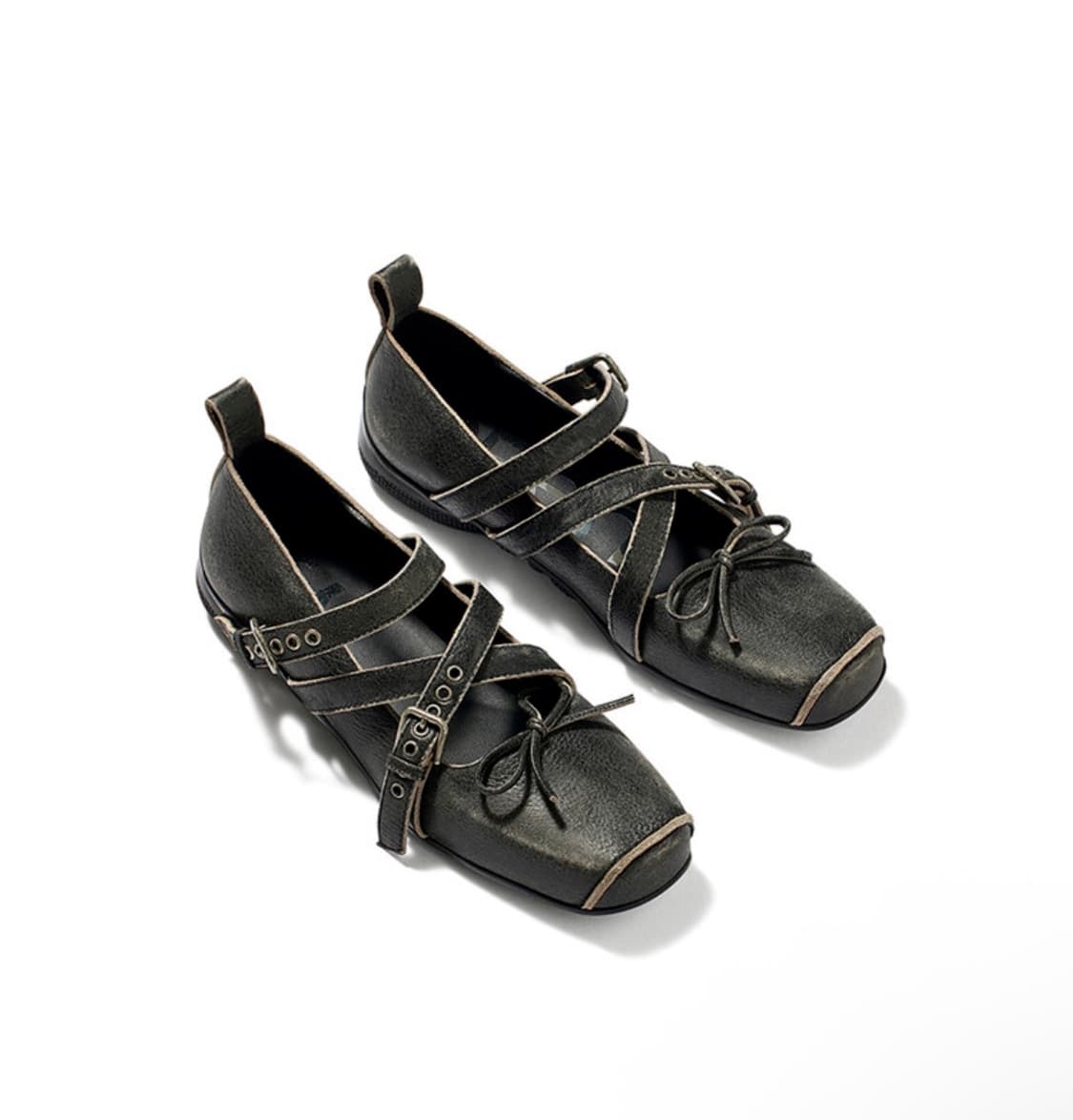 245) 오픈와이와이 크로스 버클 발레 플랫 차콜 상품이미지1