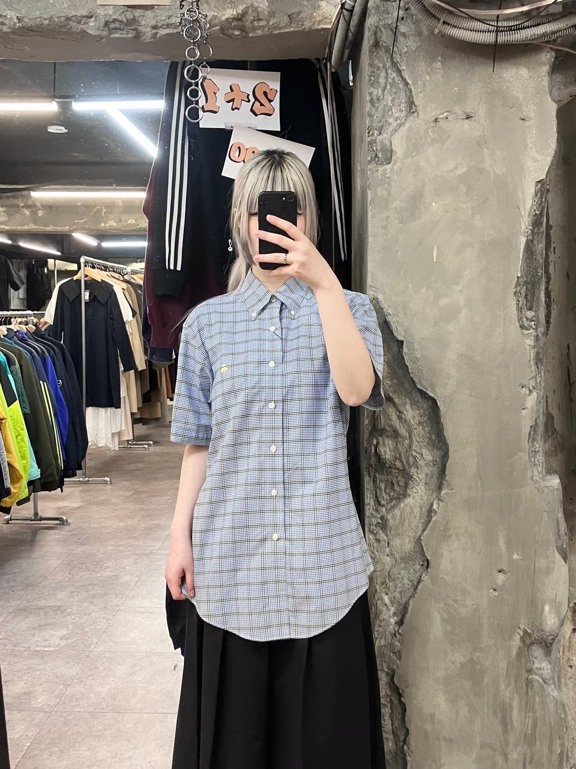 브룩스 브라더스 체크 반팔 셔츠 스카이블루 M  #csz3708 상품이미지2