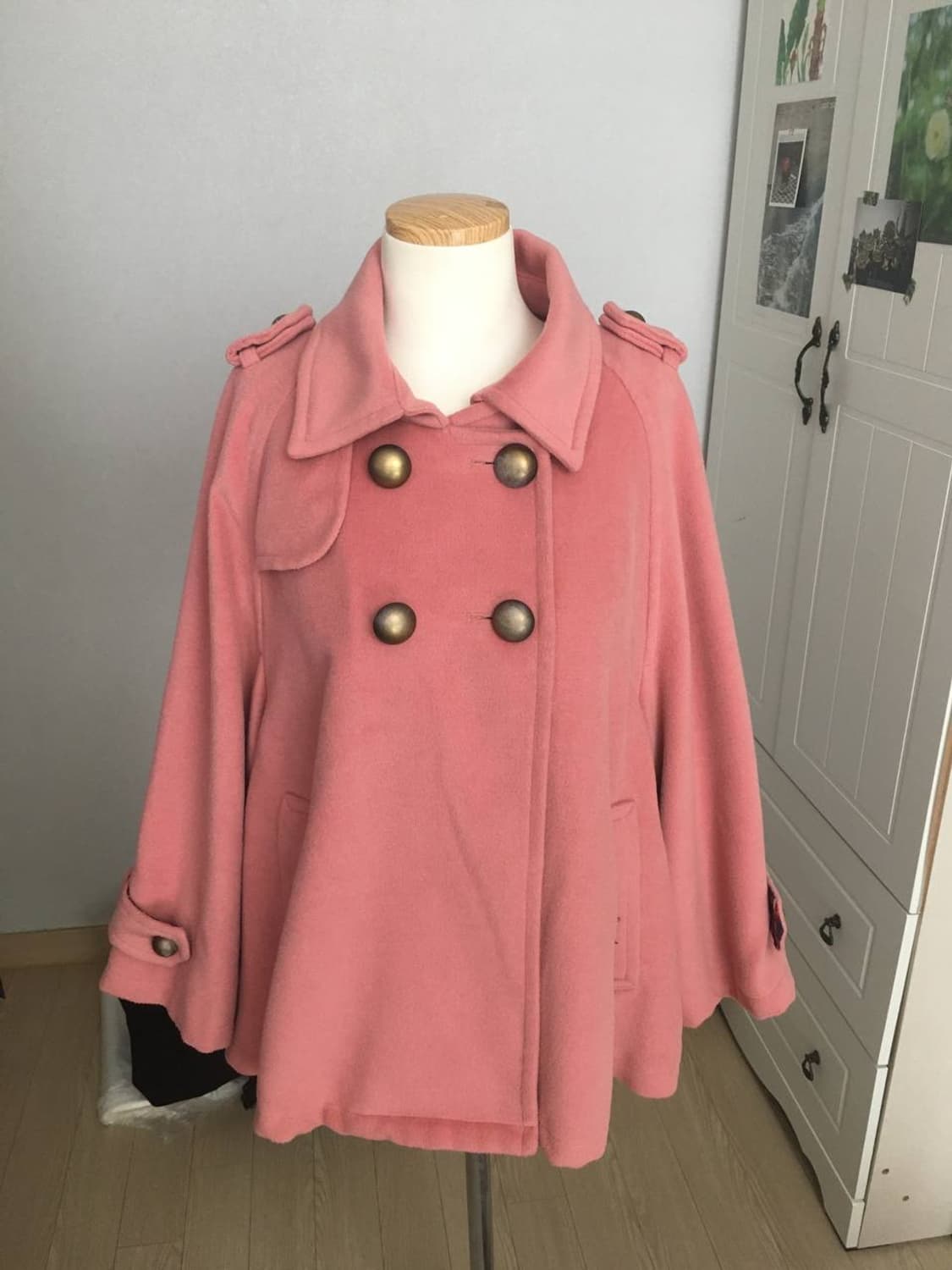 일본빈티지 핑크 케이프 숏 자켓 라떼 로걀 히메 시허니 양산형 상품이미지1