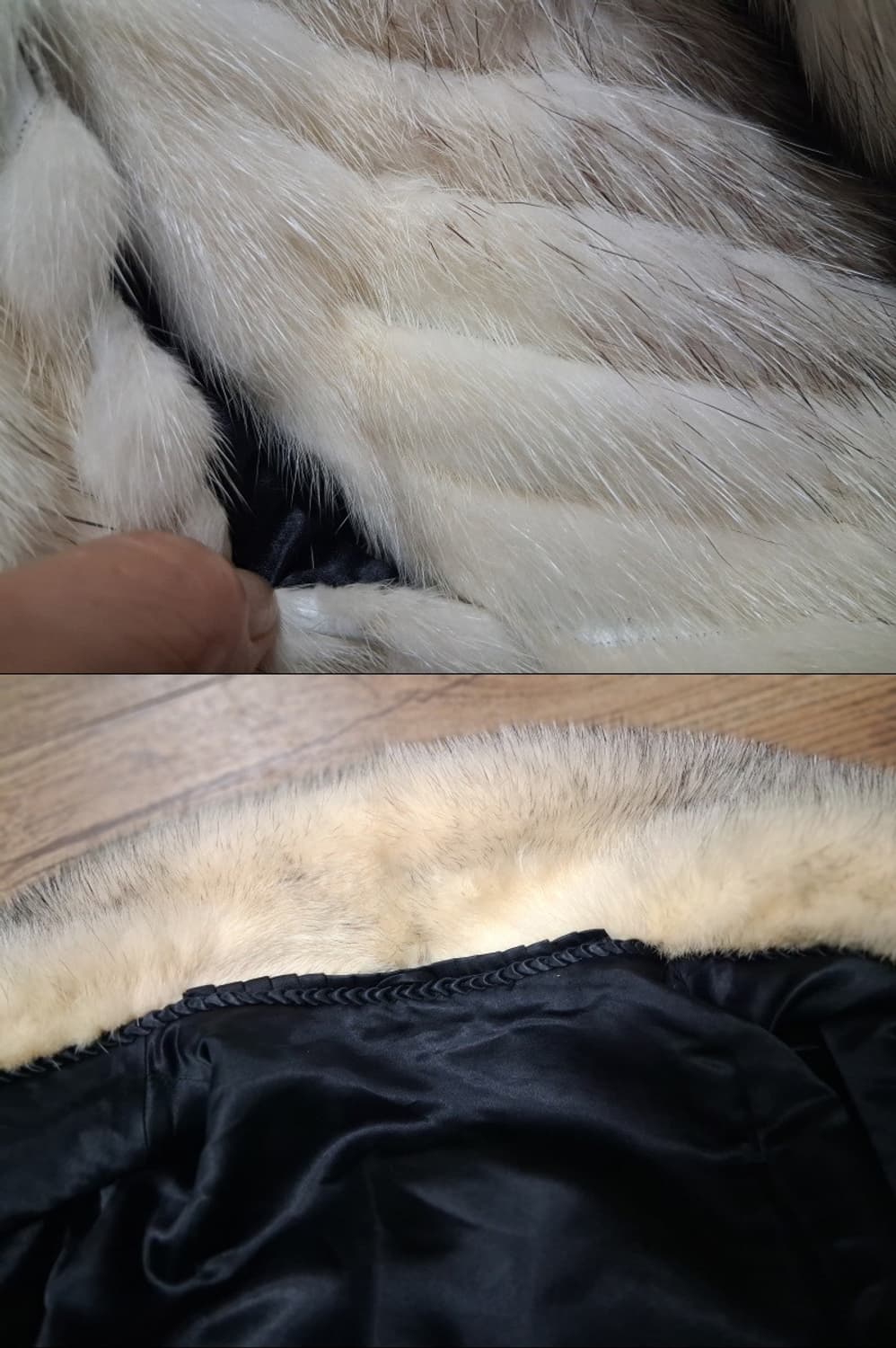일본수입구제 아이보리 밍크코트쟈켓 천연밍크오피 작은신장 55까지 상품이미지9