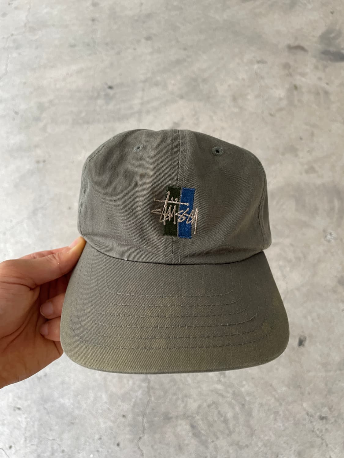 90s-00s Stussy Faded Olive Green Ball Ca 상품이미지1