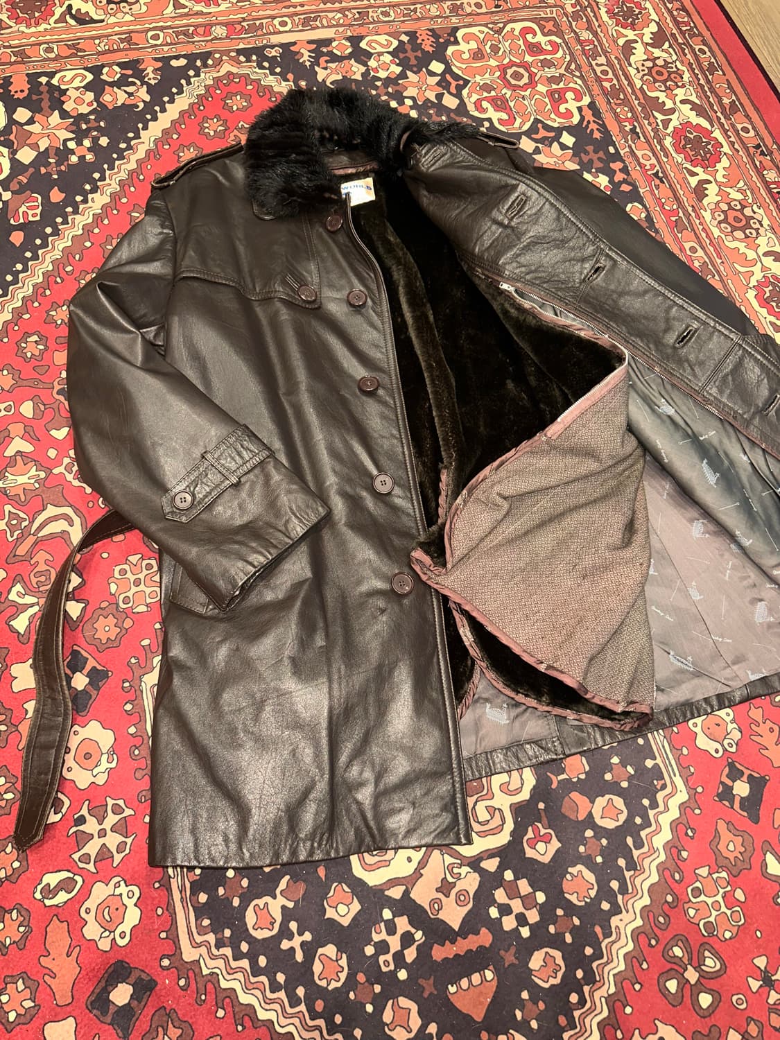 ( L ) 가죽코트 가죽카코트 가죽자켓 워크웨어 아메카지 남자코트 상품이미지8