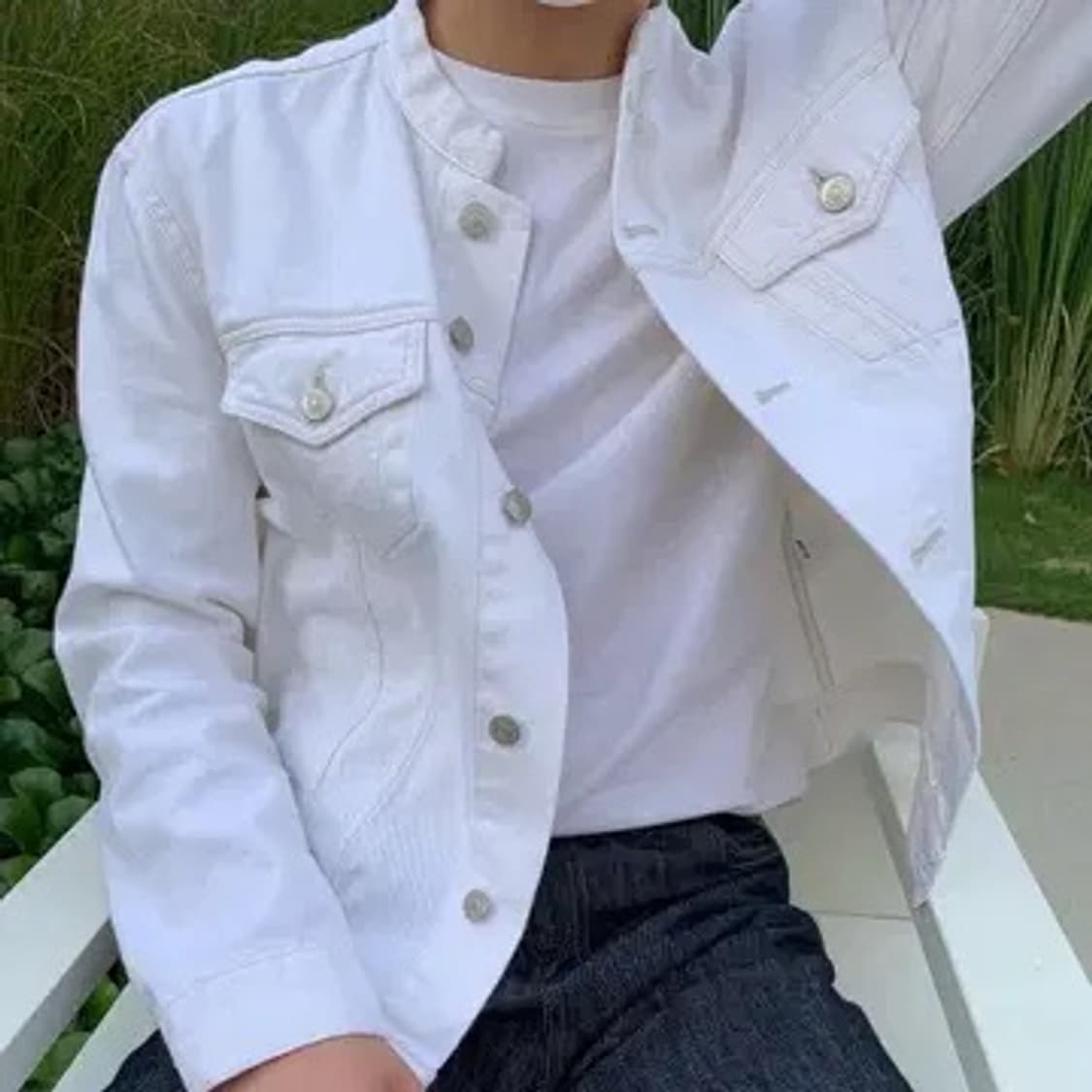 [L] 차이나카라 화이트데님 자킷 상품이미지1