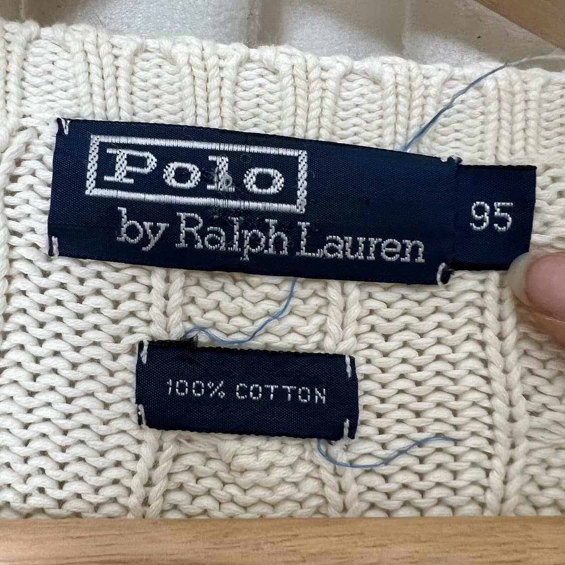 폴로 랄프로렌 아이보리 네이비포니 꽈배기 니트 상품이미지5