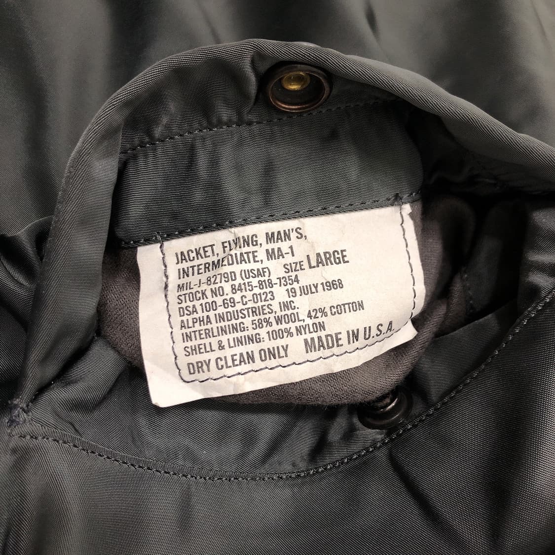 알파인더스트리 울파일 ma-1 마원 미국 usa 정밀복각 항공 점퍼 L 상품이미지5
