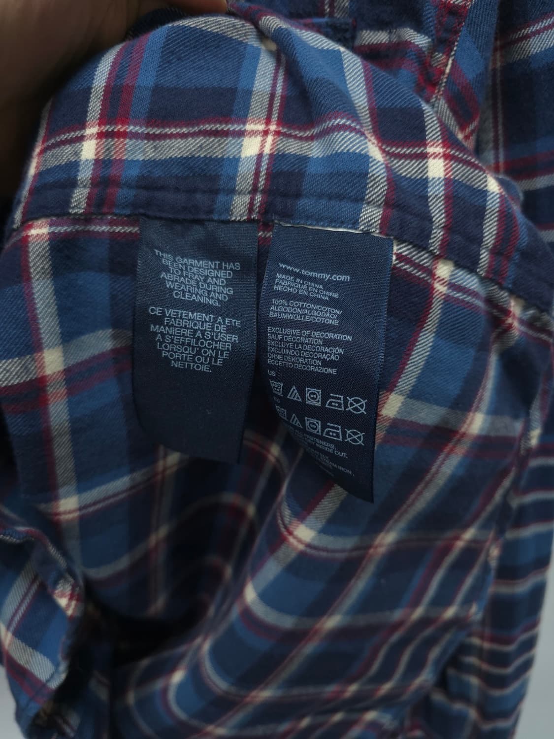 힐피거 데님 남성 블루 레드 체크 플란넬 셔츠 상품이미지7