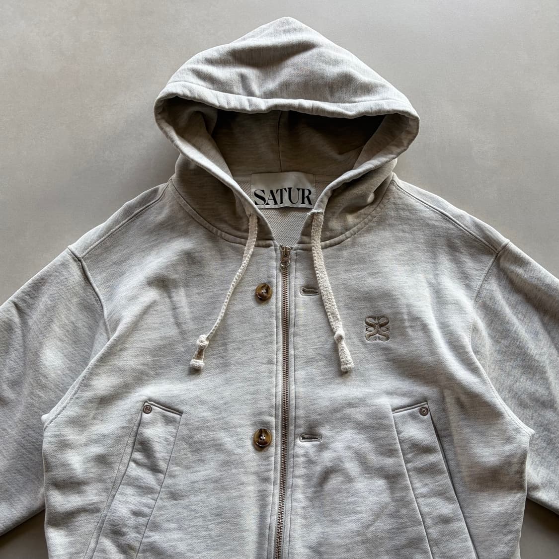 [M]세터 테오 코튼 올 데이 후드 집업 멜란지 아이보리 상품이미지3