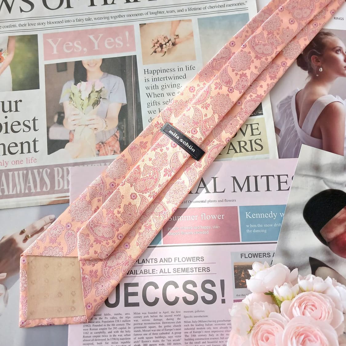 밀라숀 실크 살구 페이즐리 패턴 넥타이 9.4cm A+등급 A19403
 상품이미지4