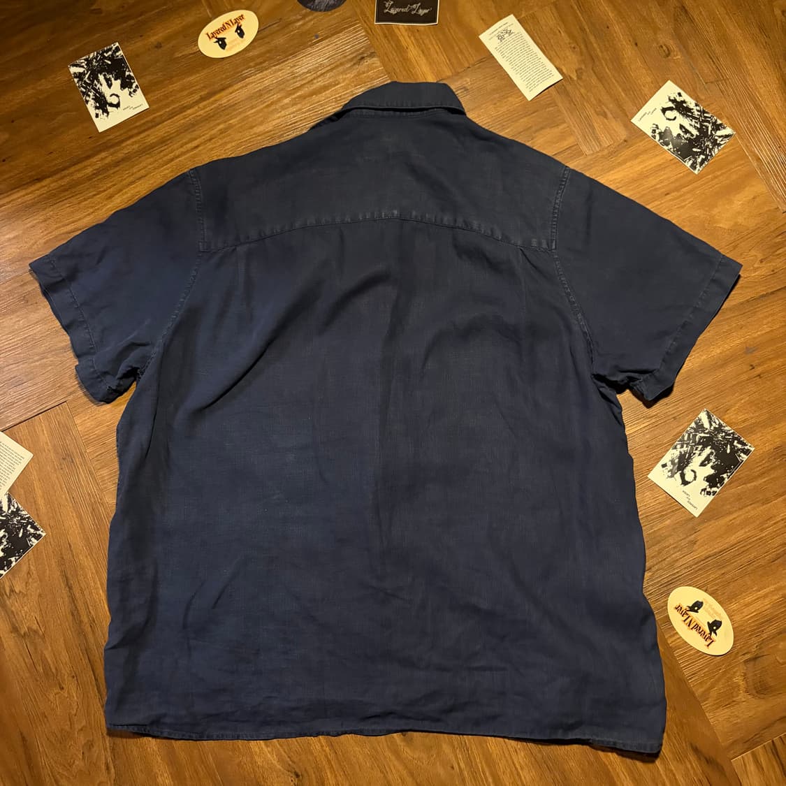 Japanese Deep Blue linen guayabera shirt 상품이미지2