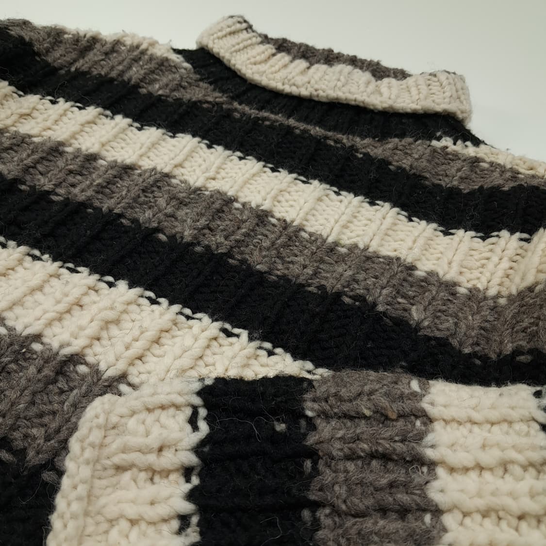 CL208 L 카라반 에콰도르 핸드니트 울 스트라이프 롤넥 니트 스웨터 상품이미지4