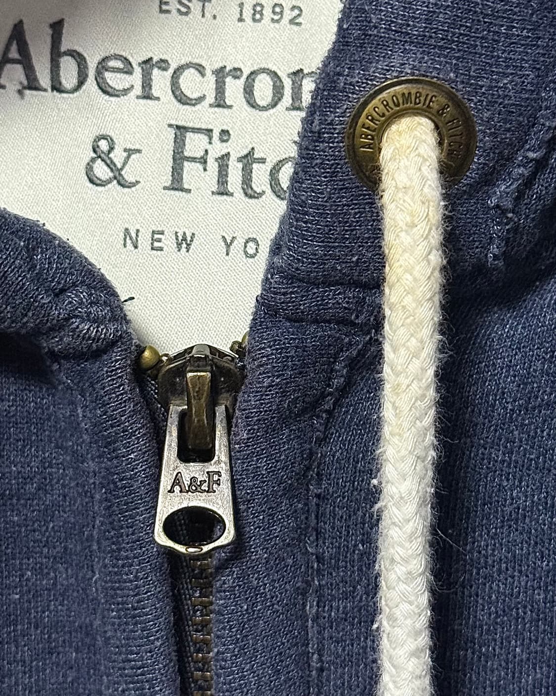 아베크롬비 후드 후디 집업 기모 네이비 남색 프레피 래터링 95 양홍원 상품이미지5